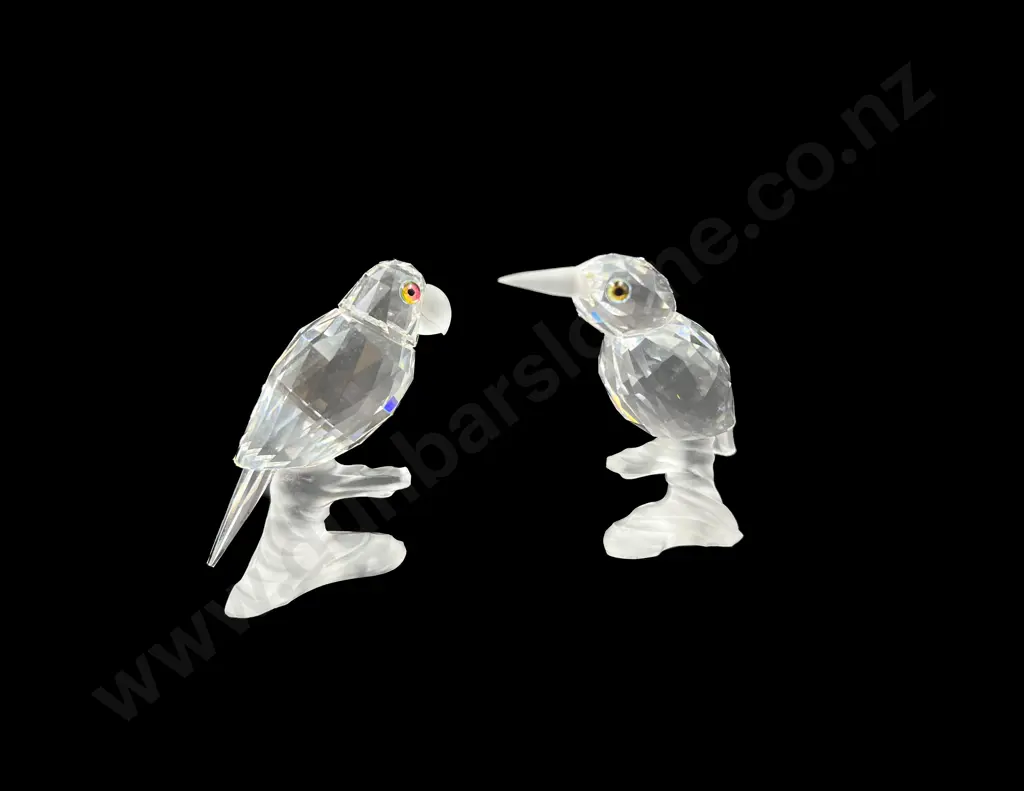 Two Boxed Swarovski Crystal Parrot & Kingfisher Image 1++