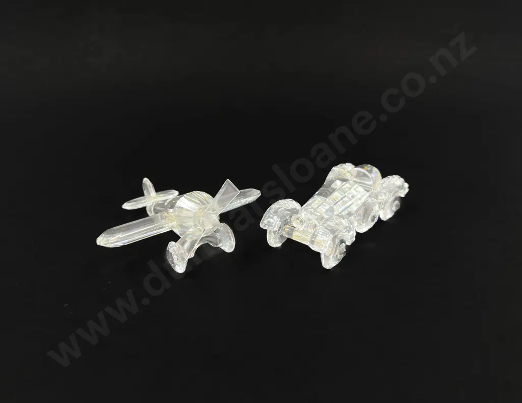 C1999 Boxed Swarovski Crystal "When we were Young" Aeroplane & Car Image 1++