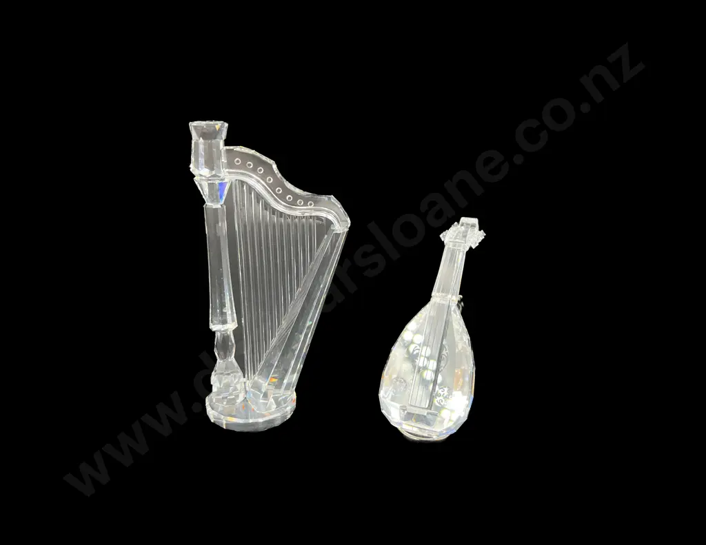 Two Boxed Swarovski Crystal "Crystal Melodies" Harp & Lute Image 1++