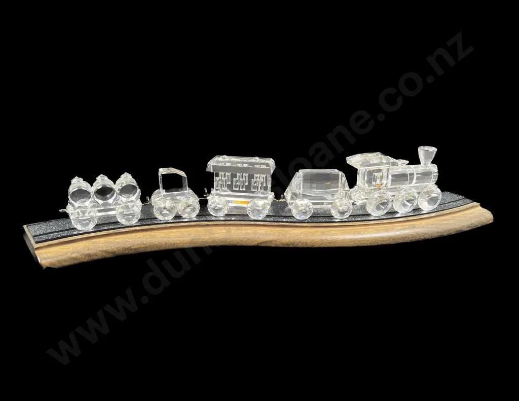Five Boxed Swarovski Crystal Train Carriages Incl Traintrack Image 1++