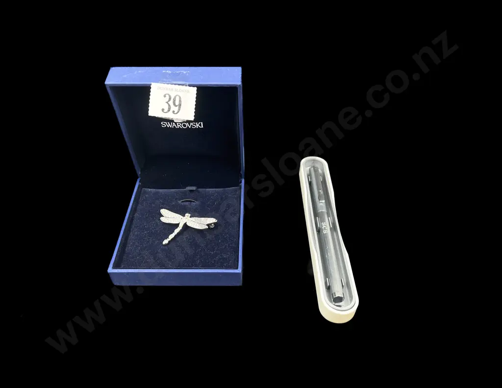Boxed Swarovski Dragonfly Brooch & SCS Ballpoint Pen Image 1++