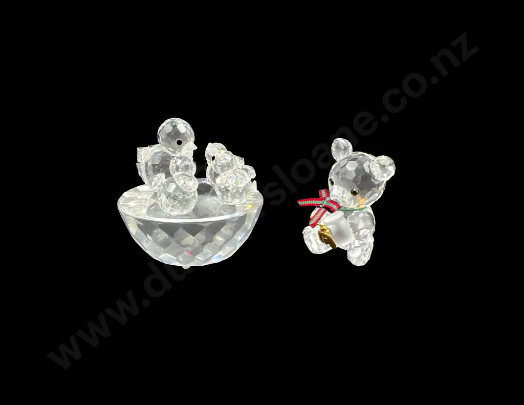 Two Boxed Swarovski Crystal Kris Bear & Bird's Nest Image 1++