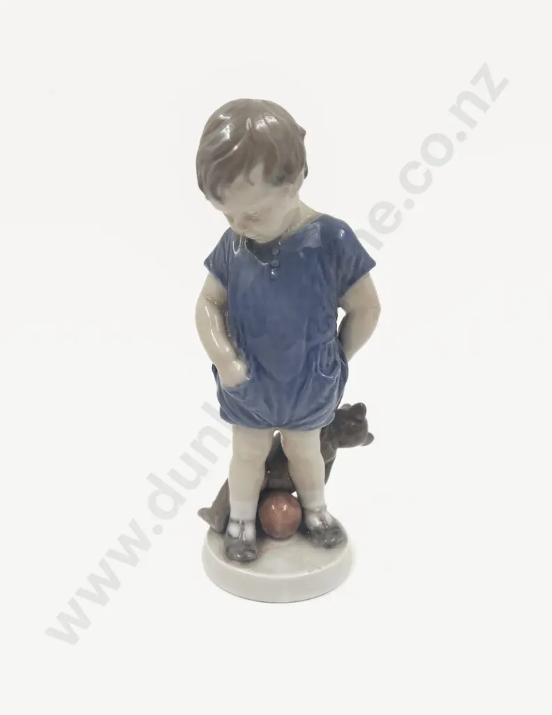 Royal Copenhagen Figure of Boy Holding Teddy Bear Image 1++