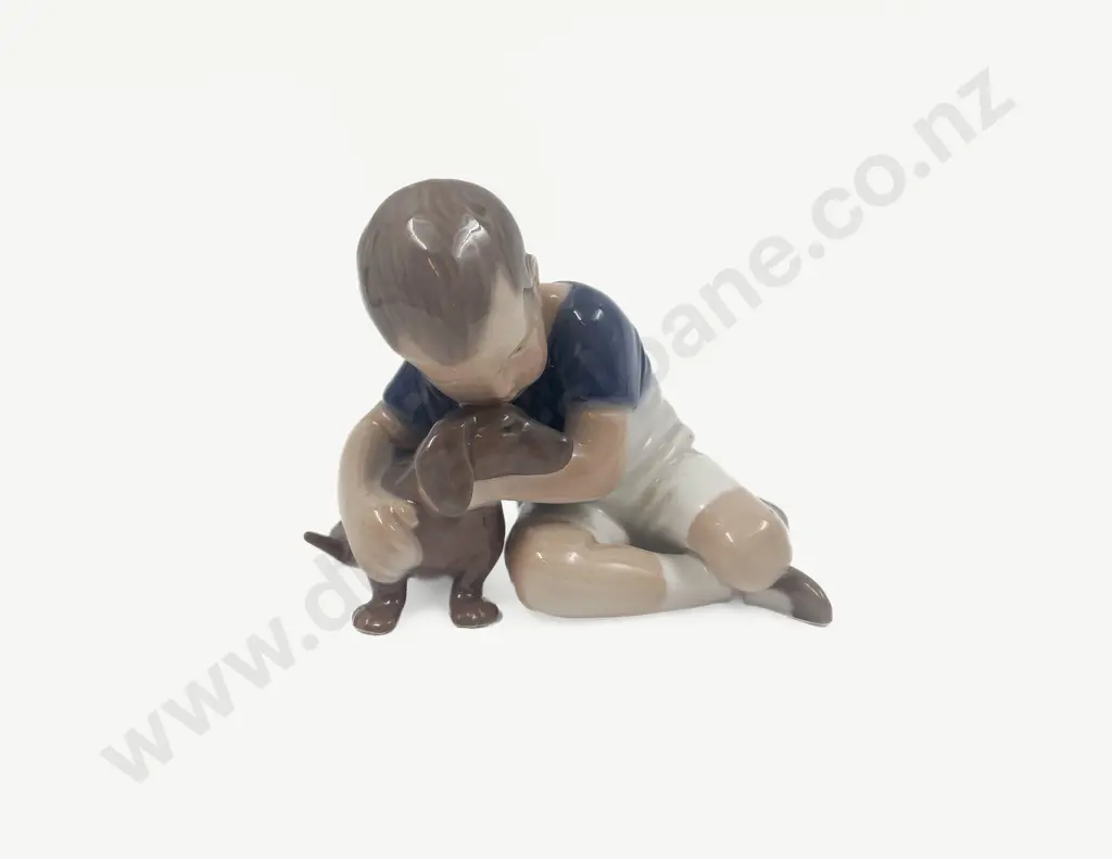 Royal Copenhagen Figure of Boy & Dog Image 1++
