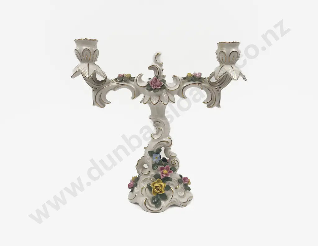 Dresden Porcelain Two Arm Candelabra Image 1++