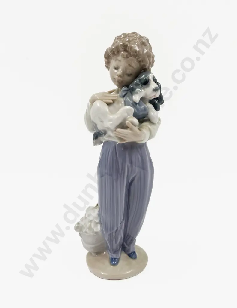 Lladro Figure of a Young Boy with Puppy Image 1++