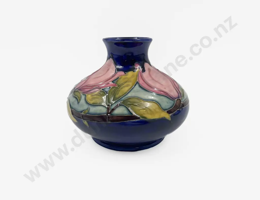 Moorcroft Magnolia Pattern Squat Circular Vase Image 1++