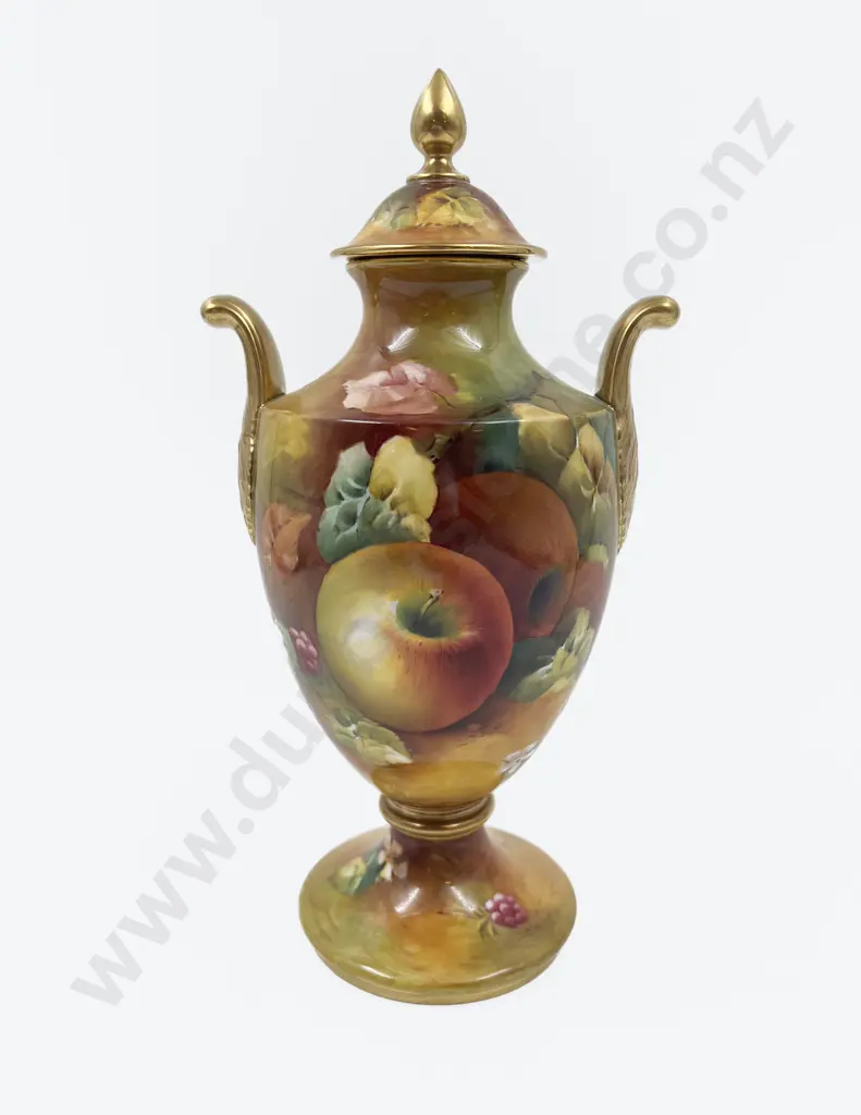 Caverswall Hand Painted Urn & Cover Signed R Shufflebotham Image 1++