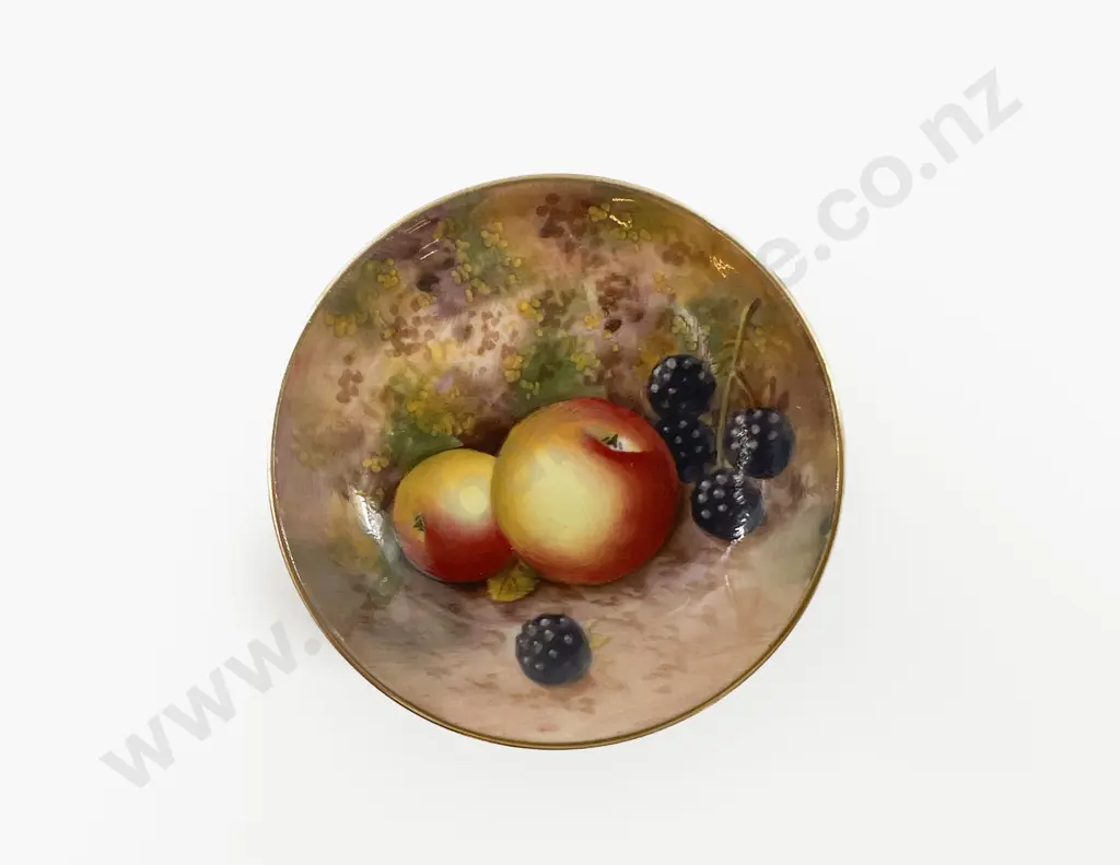 Royal Worcester Miniature Dish Painted Fruit Signed Roberts Image 1++