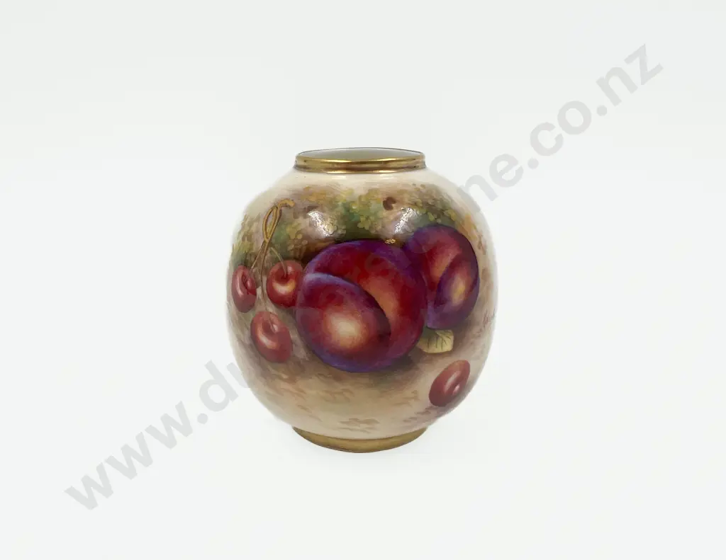 Royal Worcester Posy Vase Painted Fruit Signed Roberts Image 1++