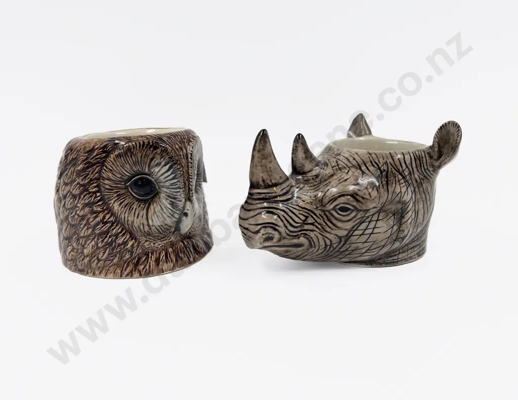 Two Egg Cups Rhino & Owl Image 1++