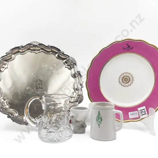 Small Qty Of Assorted Including Small Crown Lynn Jug and S/P Footed Salver