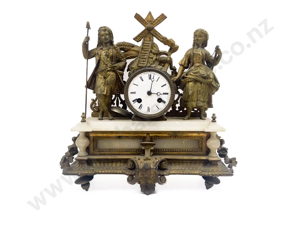 Figural and Ormolu Decorated Mantle Clock Image 1++