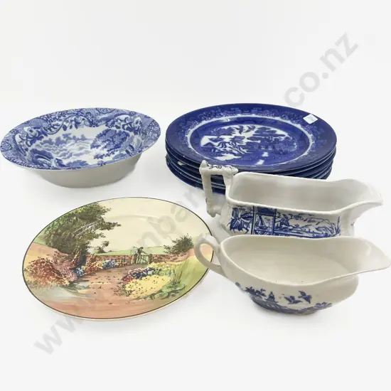 Qty of Assorted Vintage Blue and White China Etc