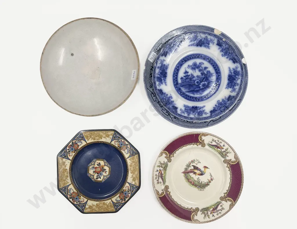 Pottery Pedastal Bowl and Assorted China Image 1++