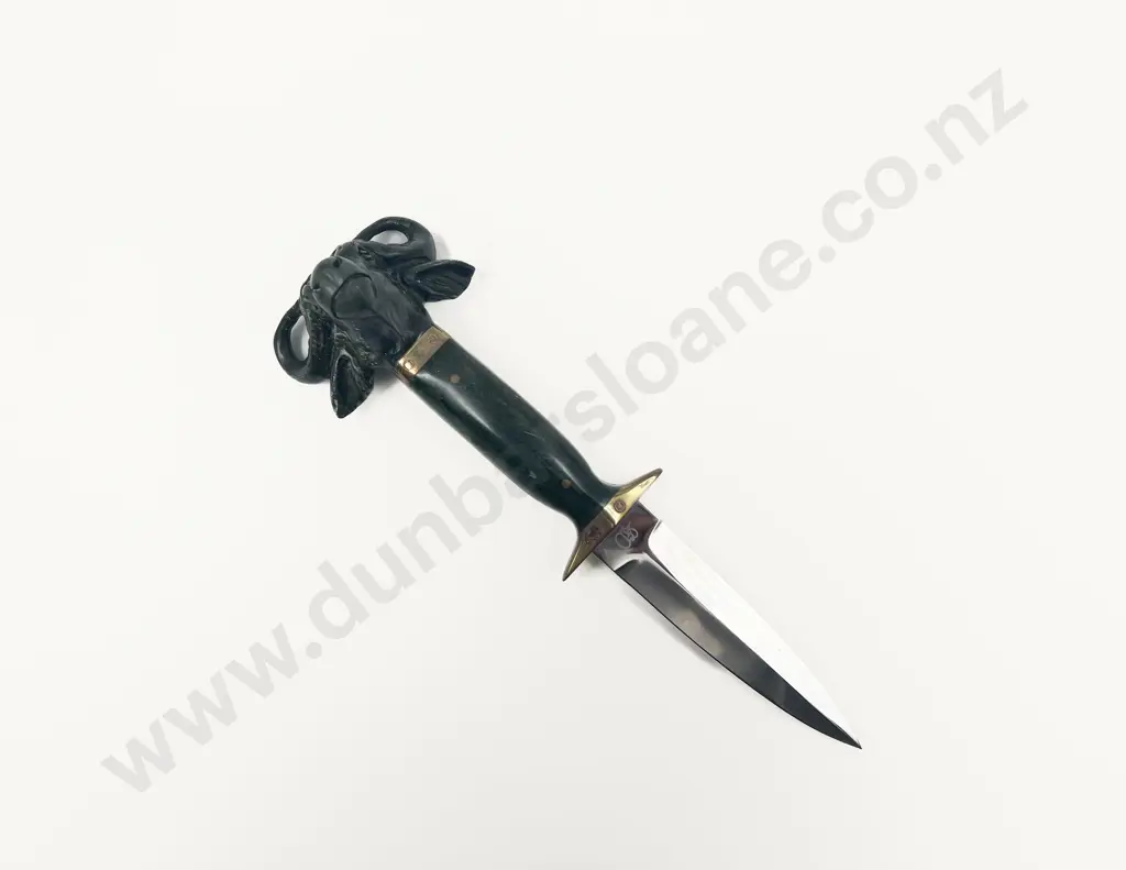 Verdite Handled Goat Figure Dagger Image 1++