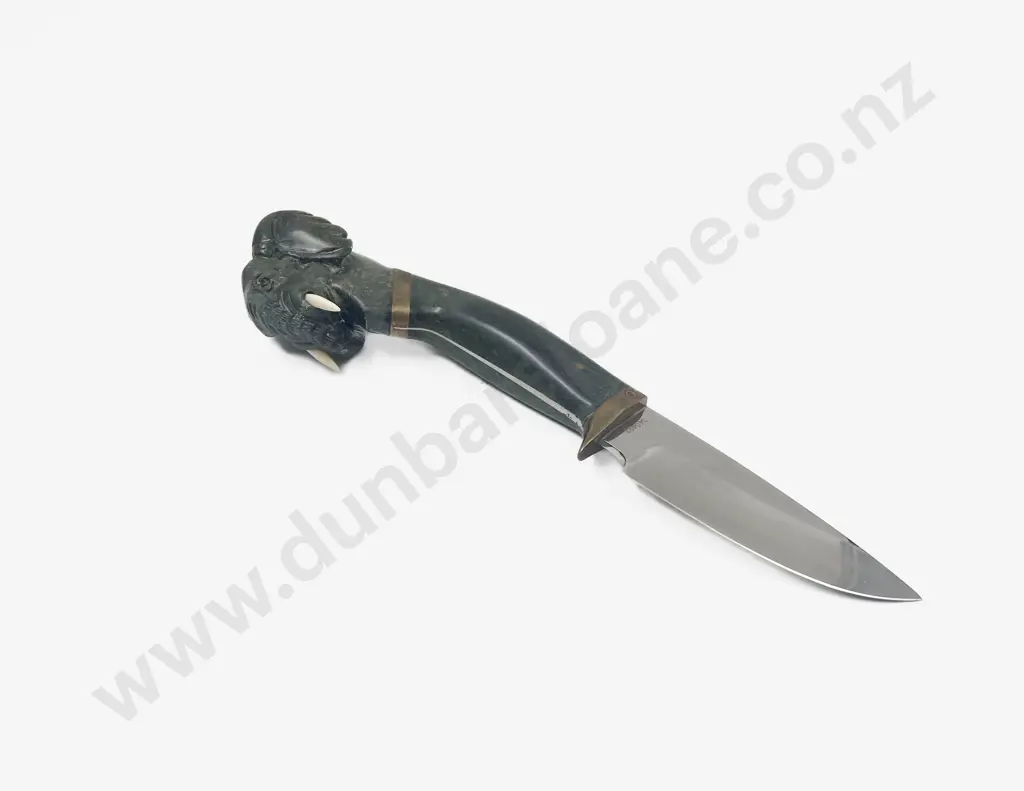 Verdite Handled Elephant Figure Knife Image 1++