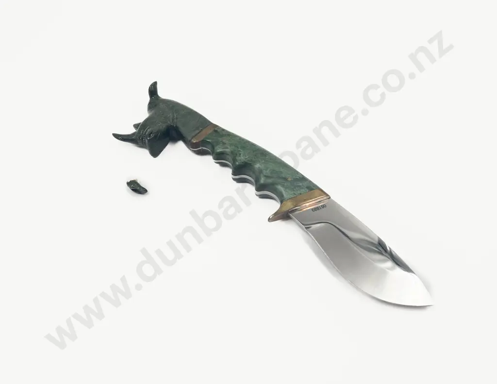 Verdite Handled Rhino Figure Knife (a/f) Image 1++