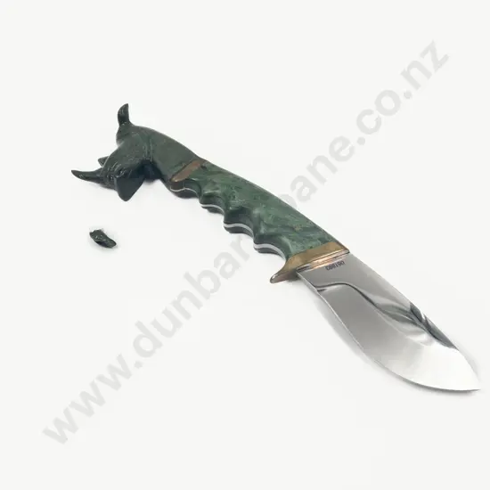 Verdite Handled Rhino Figure Knife (a/f)