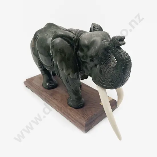 Verdite Elephant Figure by David Ngoasheng