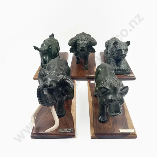 Verdite Figure Set of "The Big Five" by David Ngoasheng