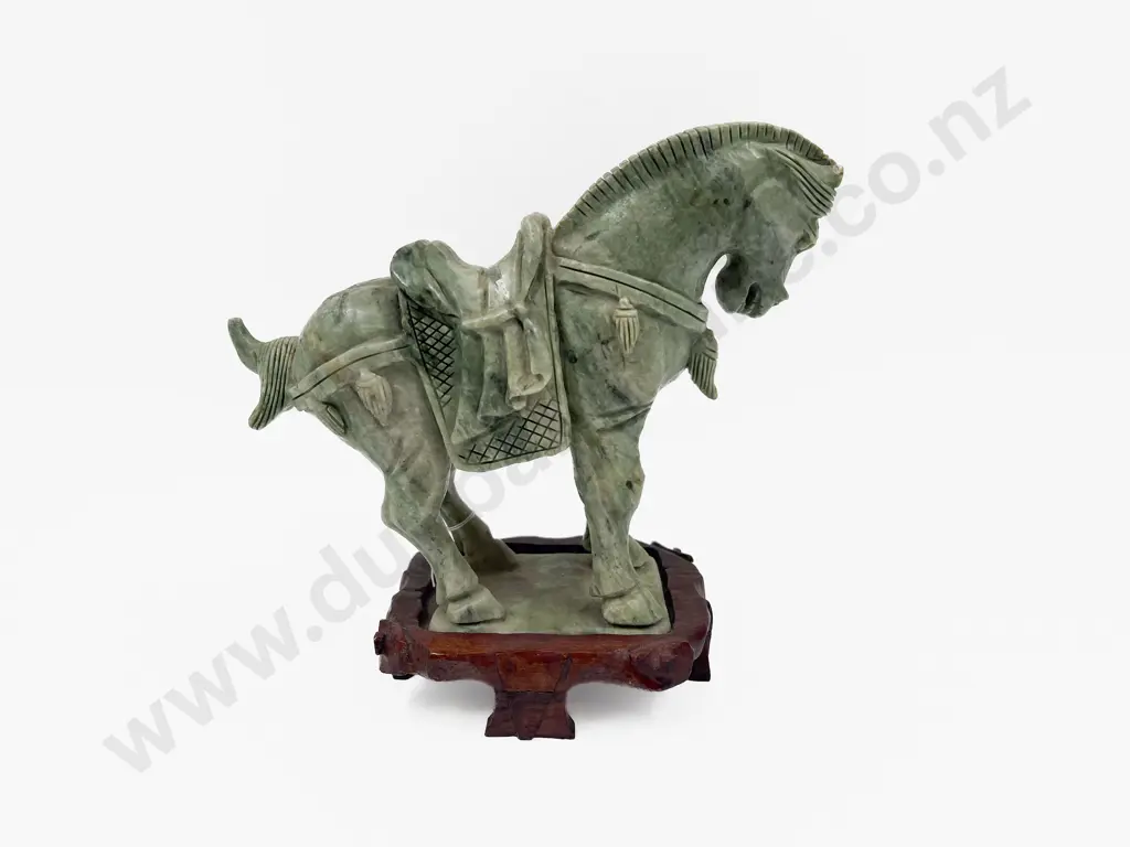 Serpentine Stone Carved Tang Style Horse Figure Image 1++