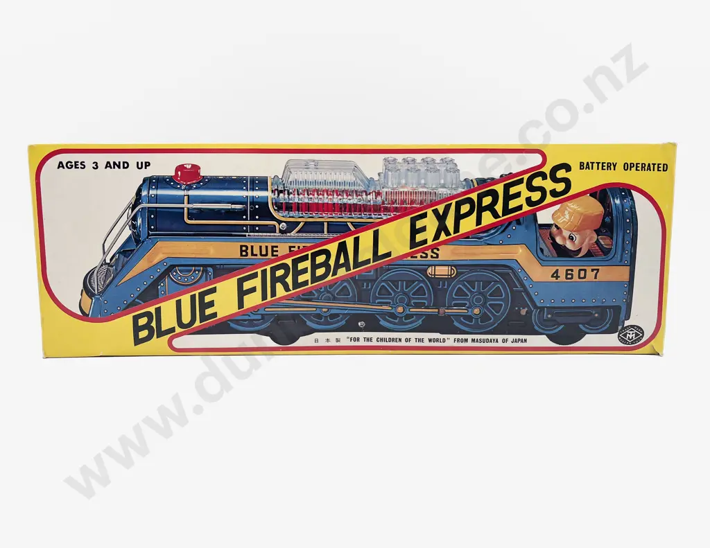 Boxed Modern Toys Japan Tin Plate Blue Fireball Express Loco Image 1++