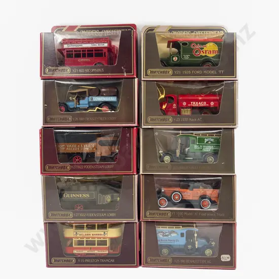 Ten Red Boxed Models of Yesteryear (Some Fading)