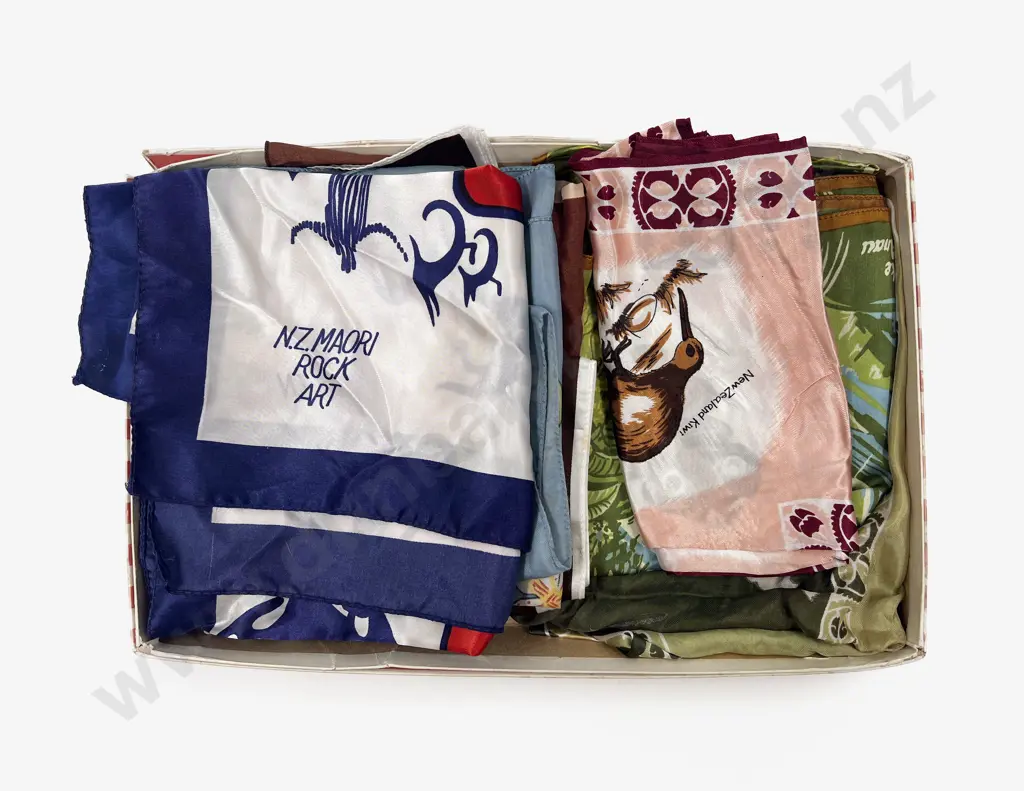 Collection of Vintage NZ Souvenir Headscarves Image 1++