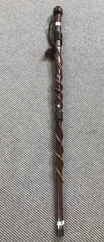 Fruitwood Rattan Paua Walking Stick Image 1++