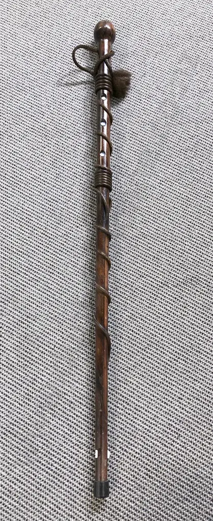 Fruitwood Rattan Paua Walking Stick Image 1++
