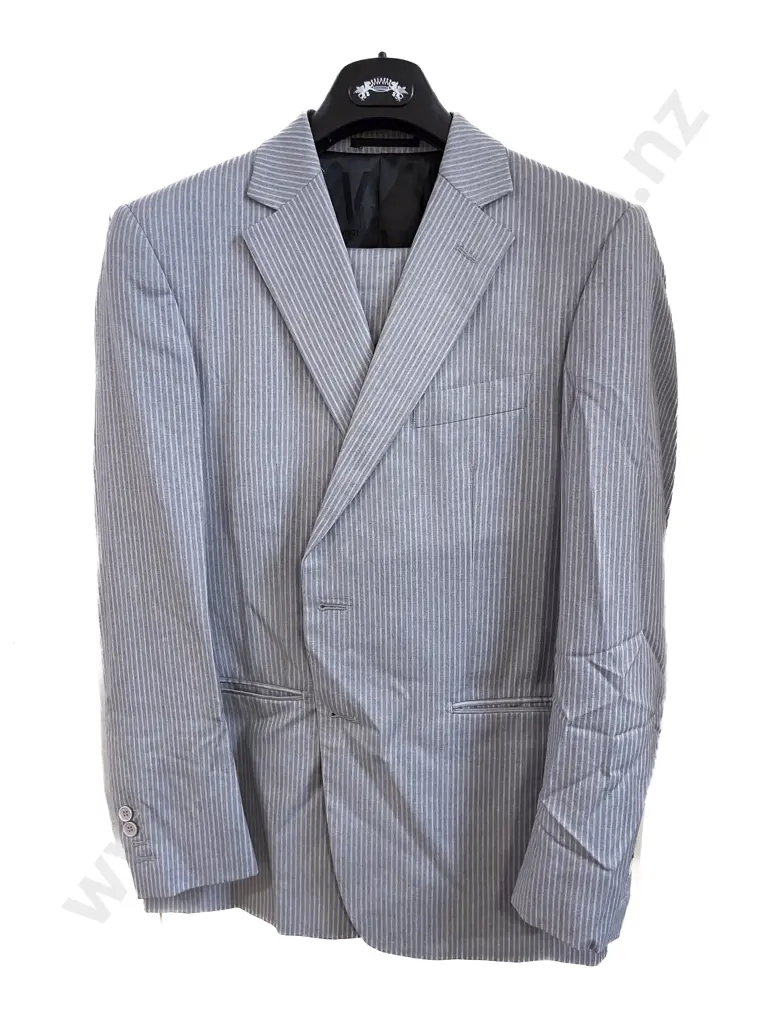 Gents Verri Summer Lightweight Suit - Grey Pinstripe Jacket & Trousers Image 1++