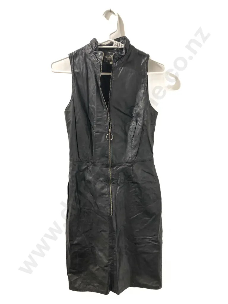 Vintage Made in NZ Second Skin Leather Sleeveless Dress Image 1++