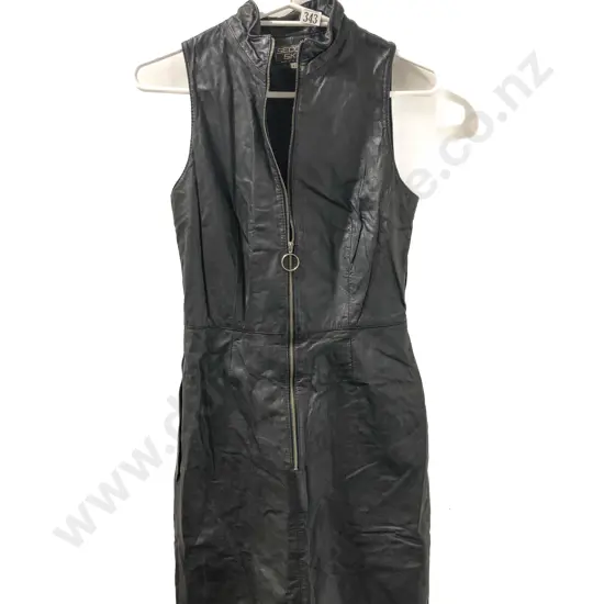 Vintage Made in NZ Second Skin Leather Sleeveless Dress
