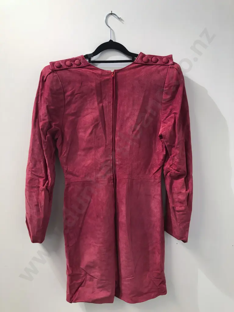 Made in Spain Red Suede Long Sleeved Dress Image 1++