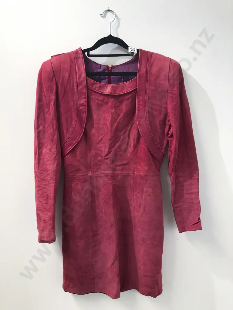 Made in Spain Red Suede Long Sleeved Dress Image 1++