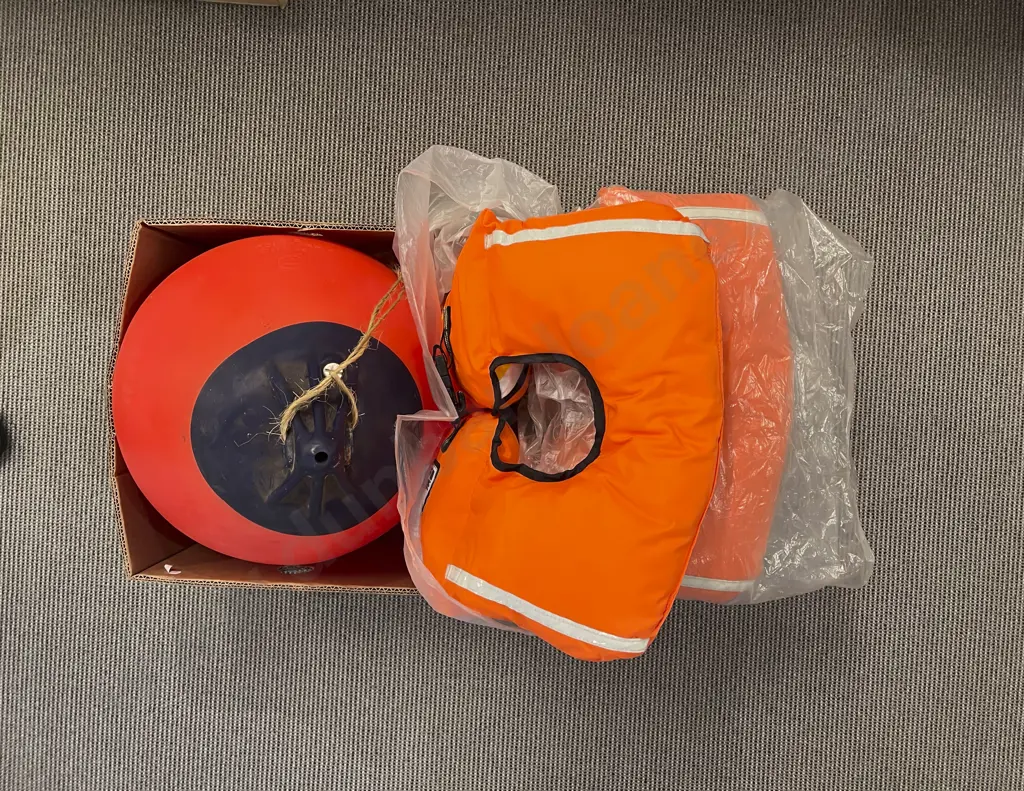 Vintage Fishing Buoy & Two Life Jackets Image 1++