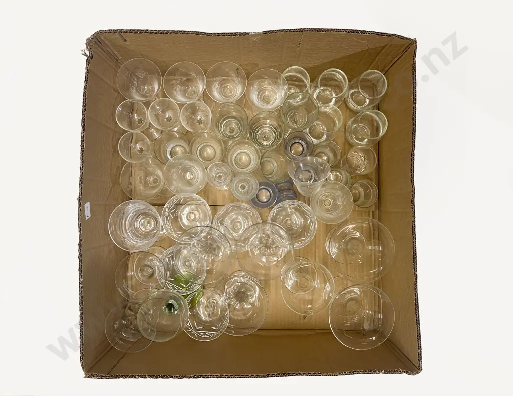 Box of Assorted Crystal & Glassware including Hollow Stem Glasses Image 1++