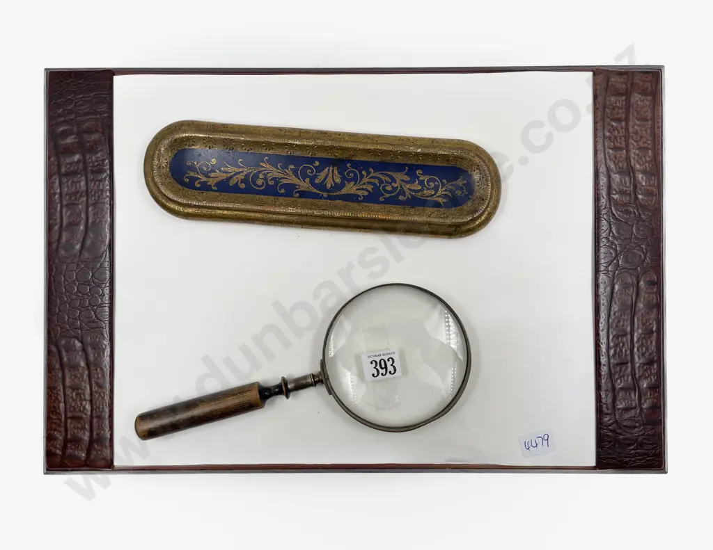 Three Assorted Desk Items including Magnifying Glass etc Image 1++