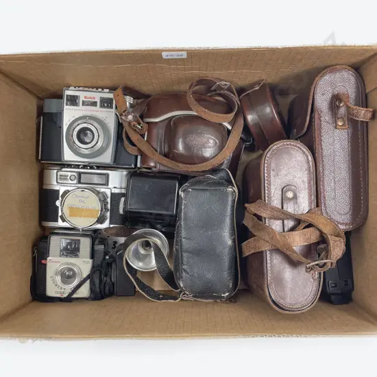 Box of Assorted Vintage Cameras