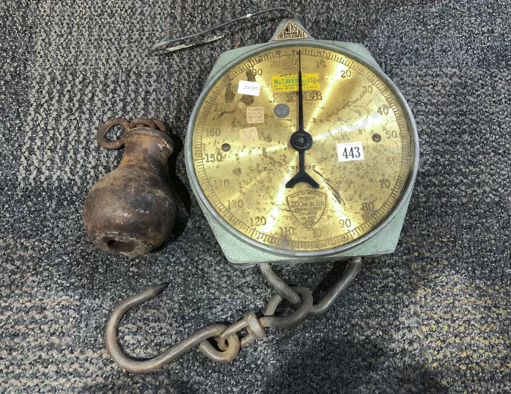 Vintage Salter Spring Balance Scale together with Weight Image 1++