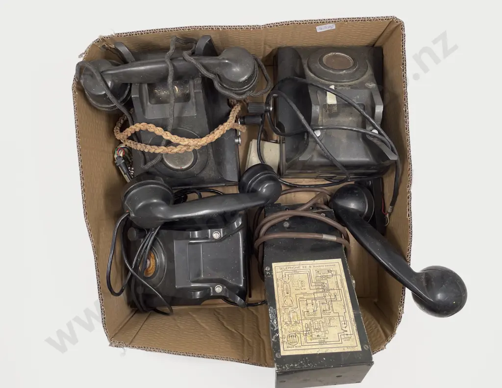 Box of Assorted Vintage Telephones Image 1++