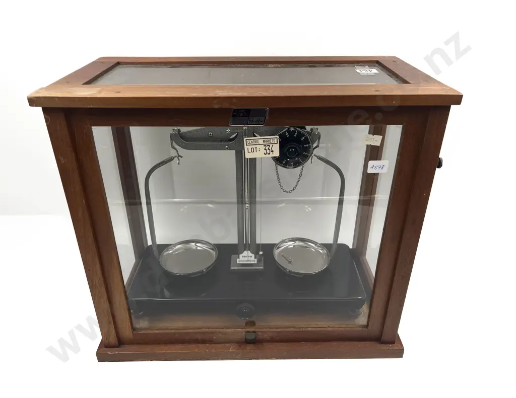 Glazed Case Set of Scientific Scales Image 1++