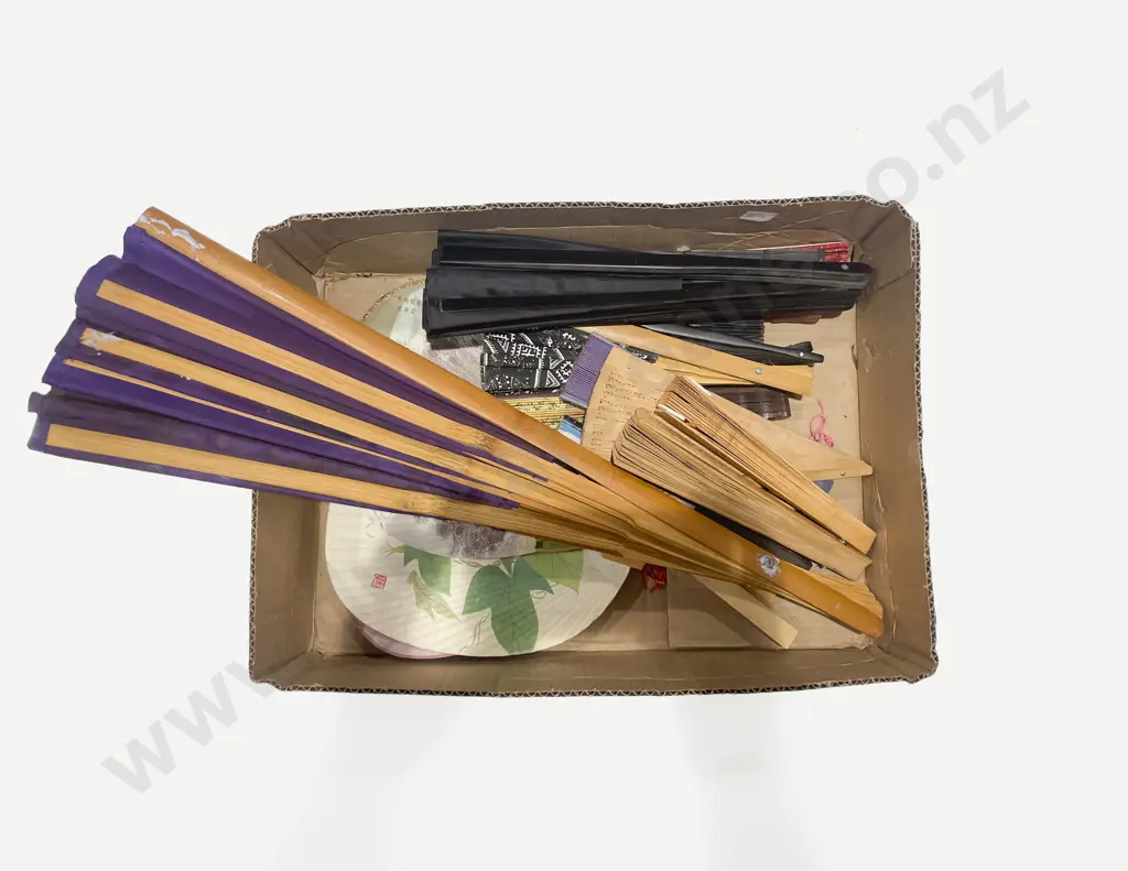 Box of Assorted Decorative Fans etc Image 1++