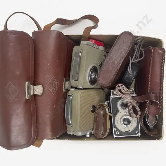 Box of Assorted Vintage Cameras etc