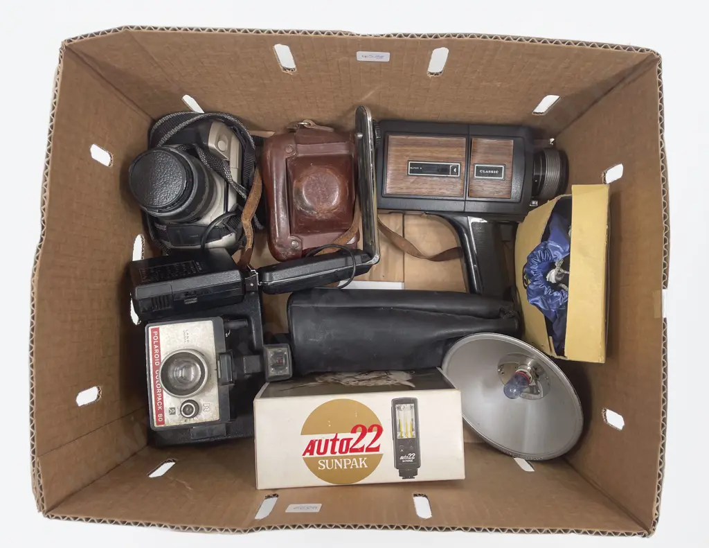 Box of Assorted Vintage Cameras and Accessories Image 1++