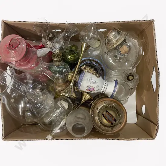 Box of Assorted Kerosene Lamps etc