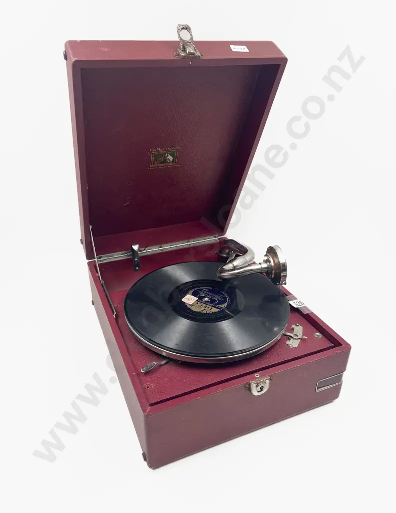 His Masters Voice Table Top Gramophone in Case Image 1++