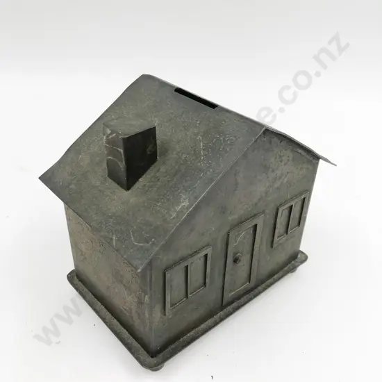 Vintage Metal House Form Money Bank