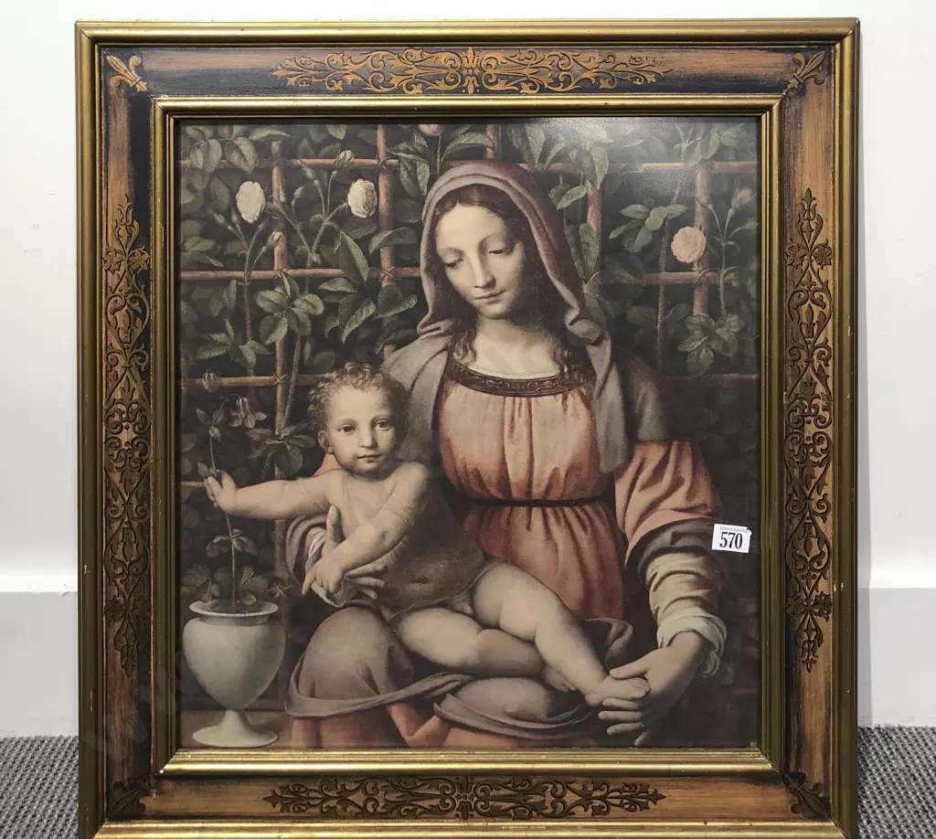 The Madonna of the Rose-Bower Print In Ornate Frame (After The Antique) Image 1++